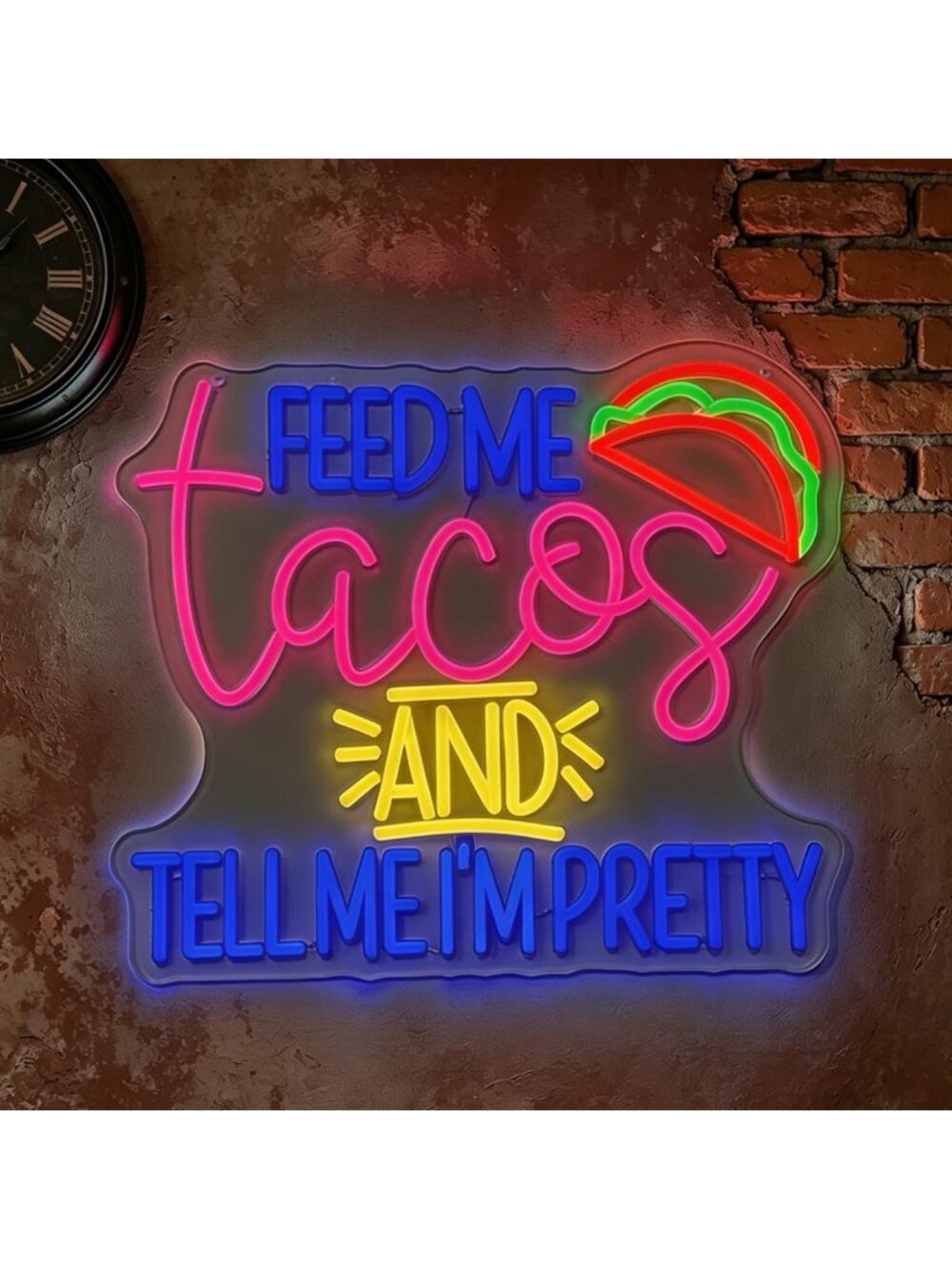 Funny Taco Lover Neon Sign - Dimmable LED Light for Kitchen Bar Decor, 15in USB